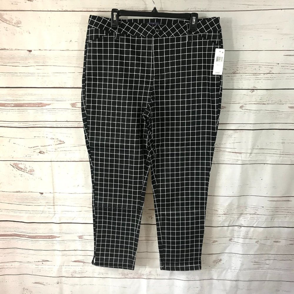 NYDJ Women's Black and White Celia Grid Print Trouser#MORL25P321 Size 16 - Picture 2 of 6